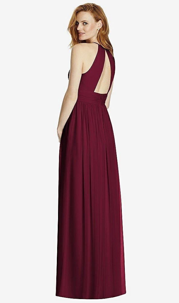 【STYLE: 4511】Cutout Open-Back Shirred Halter Maxi Dress【COLOR: Cabernet】