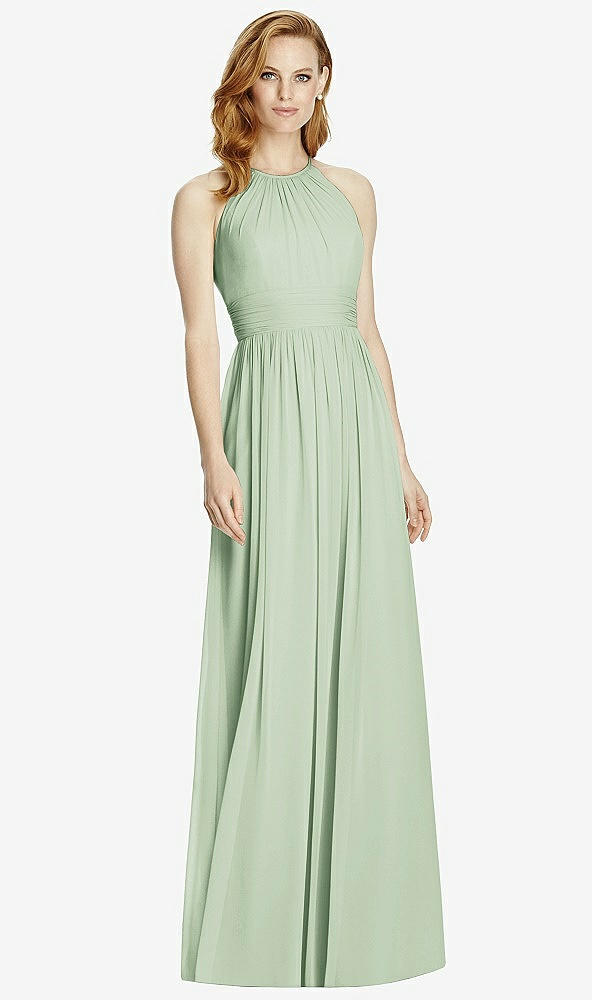 【STYLE: 4511】Cutout Open-Back Shirred Halter Maxi Dress【COLOR: Celadon】