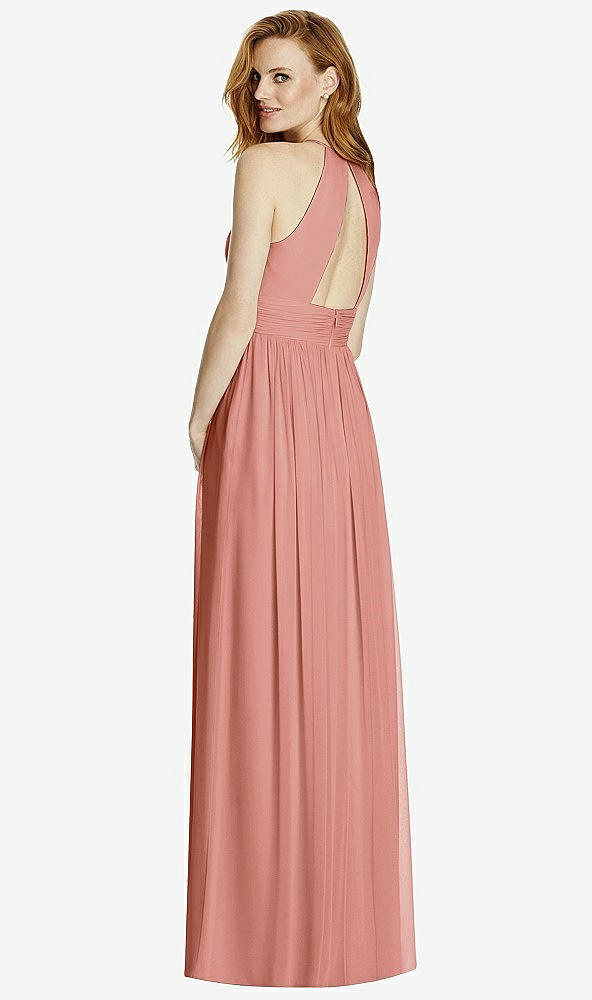 【STYLE: 4511】Cutout Open-Back Shirred Halter Maxi Dress【COLOR: Desert Rose】