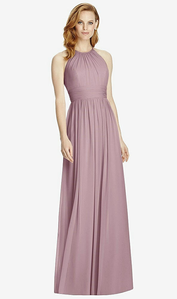 【STYLE: 4511】Cutout Open-Back Shirred Halter Maxi Dress【COLOR: Dusty Rose】