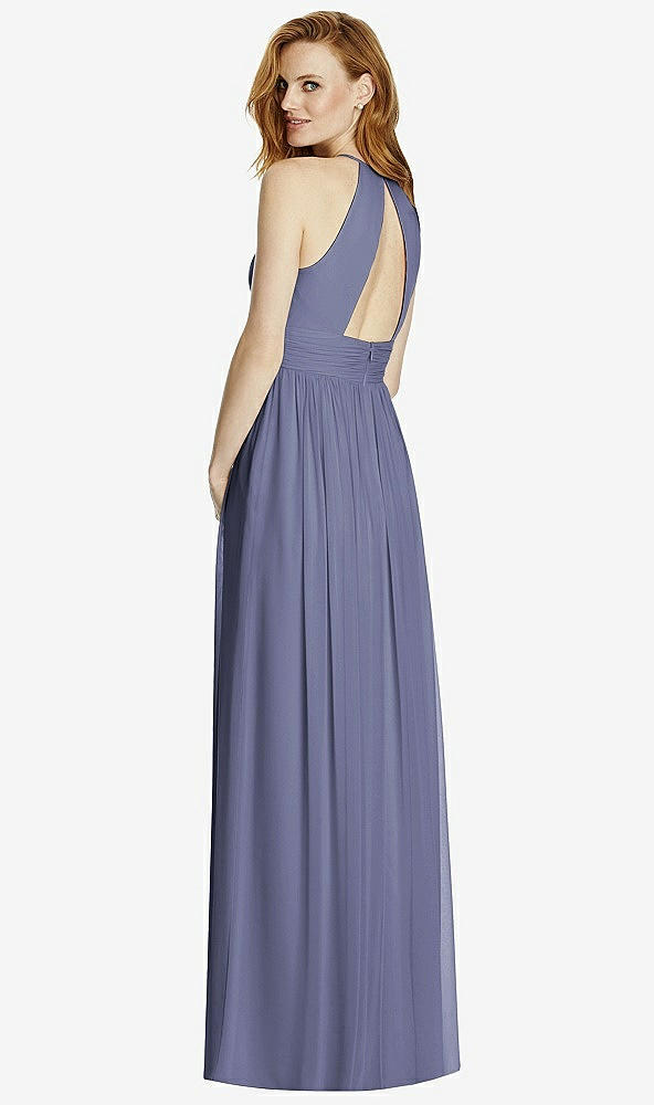 【STYLE: 4511】Cutout Open-Back Shirred Halter Maxi Dress【COLOR: French Blue】