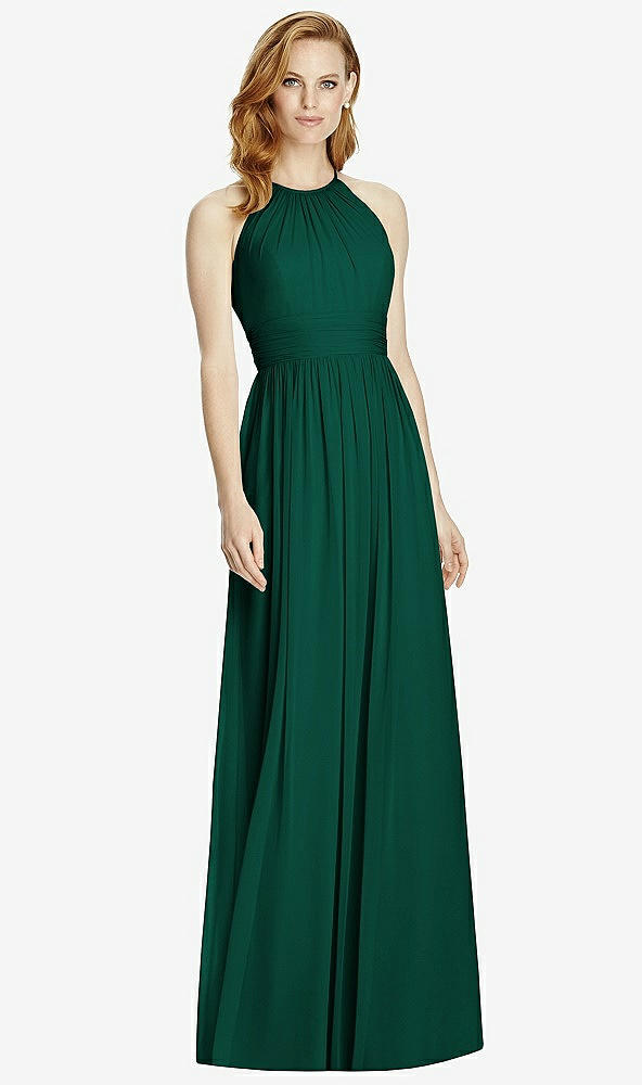 【STYLE: 4511】Cutout Open-Back Shirred Halter Maxi Dress【COLOR: Hunter Green】