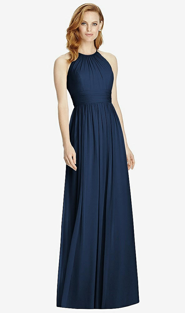 【STYLE: 4511】Cutout Open-Back Shirred Halter Maxi Dress【COLOR: Midnight Navy】