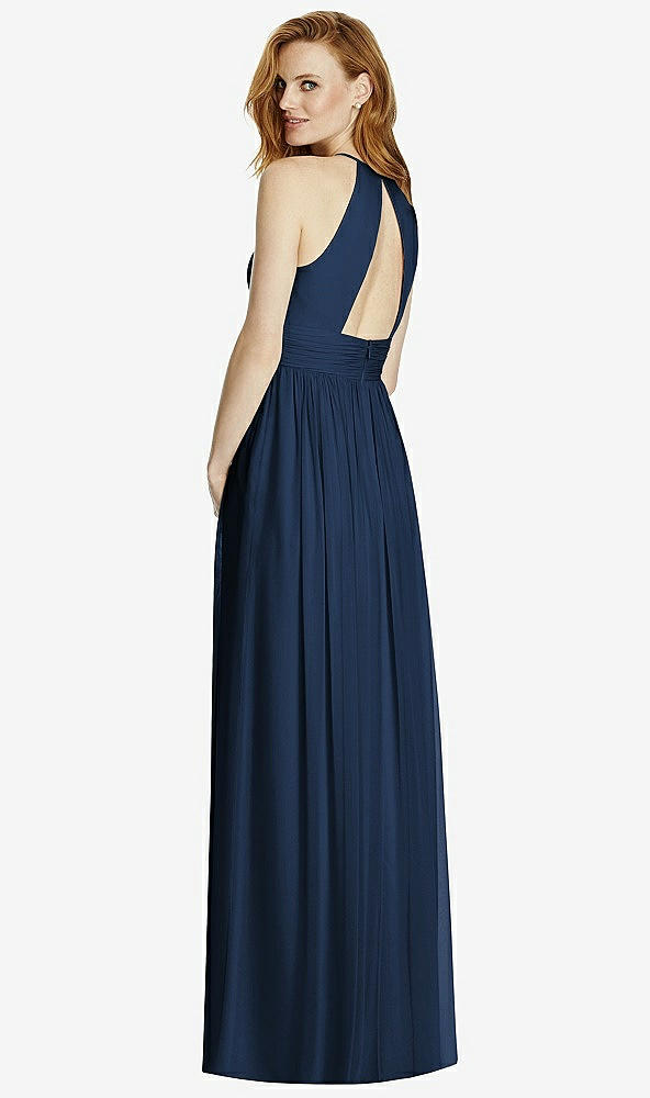 【STYLE: 4511】Cutout Open-Back Shirred Halter Maxi Dress【COLOR: Midnight Navy】
