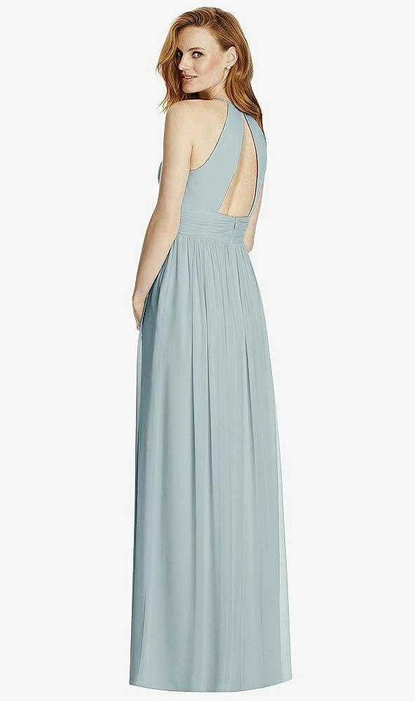 【STYLE: 4511】Cutout Open-Back Shirred Halter Maxi Dress【COLOR: Morning Sky】