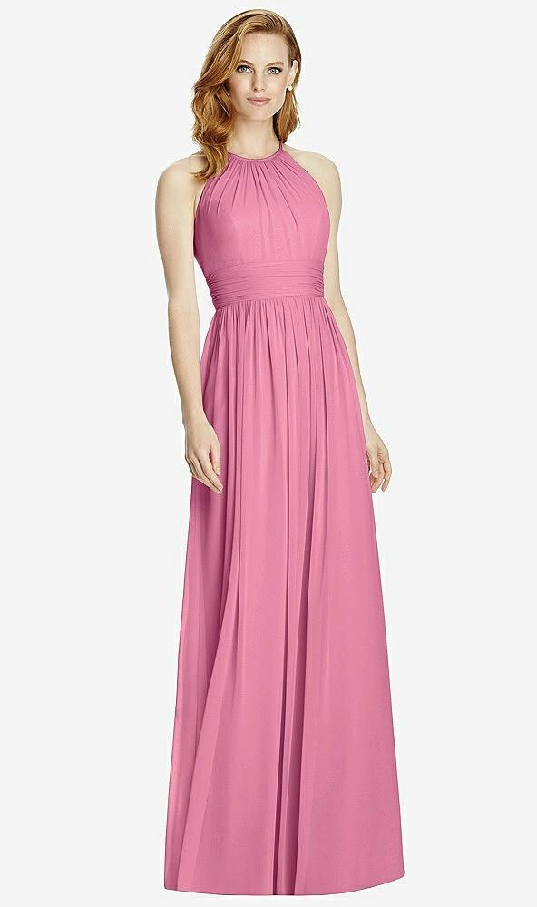 【STYLE: 4511】Cutout Open-Back Shirred Halter Maxi Dress【COLOR: Orchid Pink】