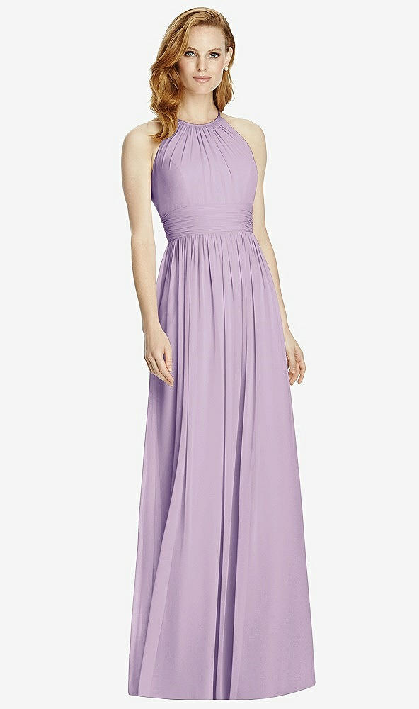 【STYLE: 4511】Cutout Open-Back Shirred Halter Maxi Dress【COLOR: Pale Purple】