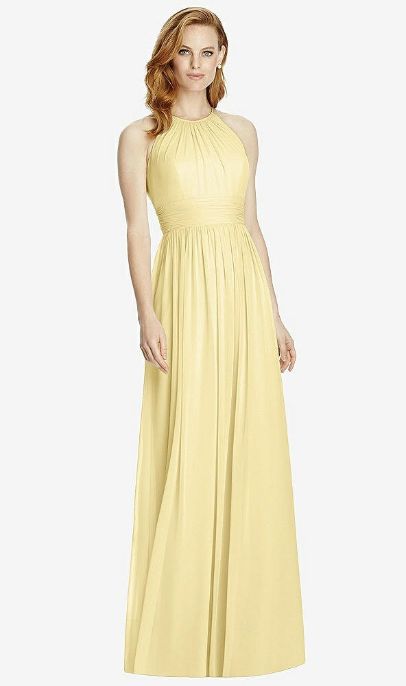 【NEW】【STYLE: 4511】カットアウト オープンバック Shirred Halter Maxi ドレス【COLOR: Pale Yellow】【SIZE: 00-30W】