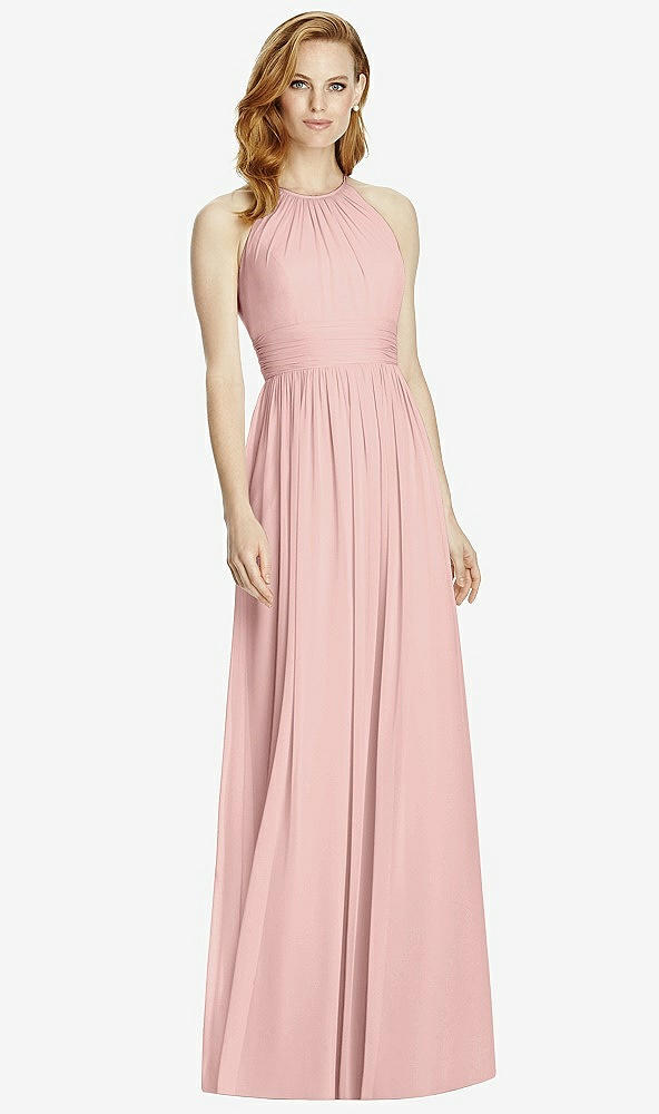 【STYLE: 4511】Cutout Open-Back Shirred Halter Maxi Dress【COLOR: Rose - PANTONE Rose Quartz】