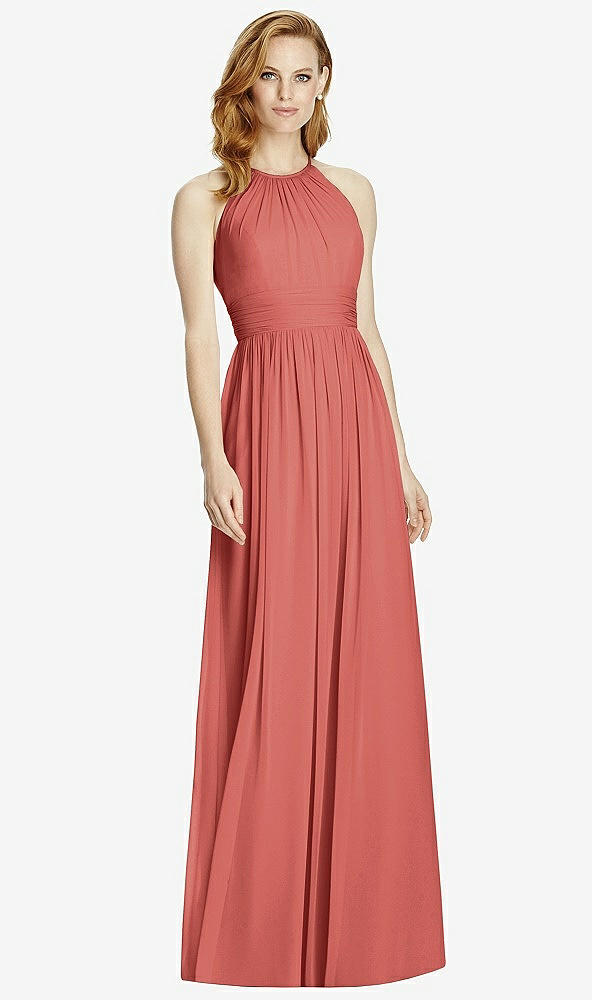 【STYLE: 4511】Cutout Open-Back Shirred Halter Maxi Dress【COLOR: Coral Pink】