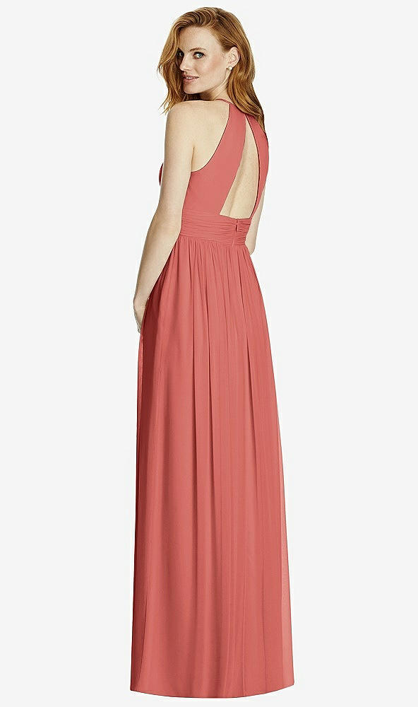 【STYLE: 4511】Cutout Open-Back Shirred Halter Maxi Dress【COLOR: Coral Pink】