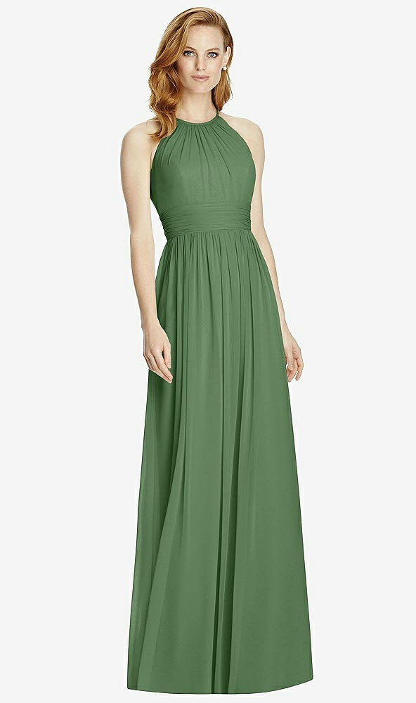 【STYLE: 4511】Cutout Open-Back Shirred Halter Maxi Dress【COLOR: Vineyard Green】