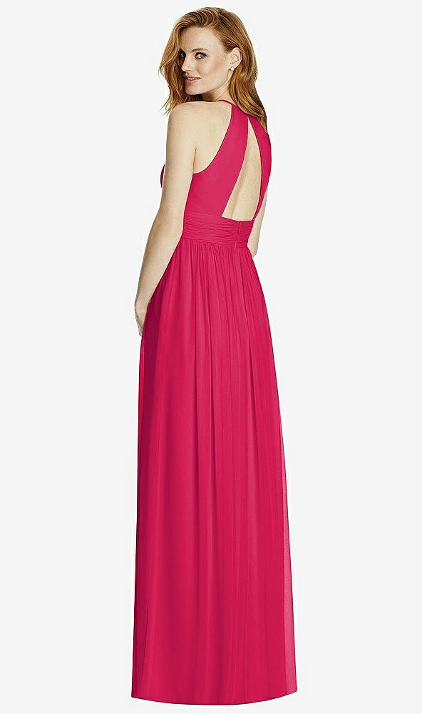 【STYLE: 4511】Cutout Open-Back Shirred Halter Maxi Dress【COLOR: Vivid Pink】