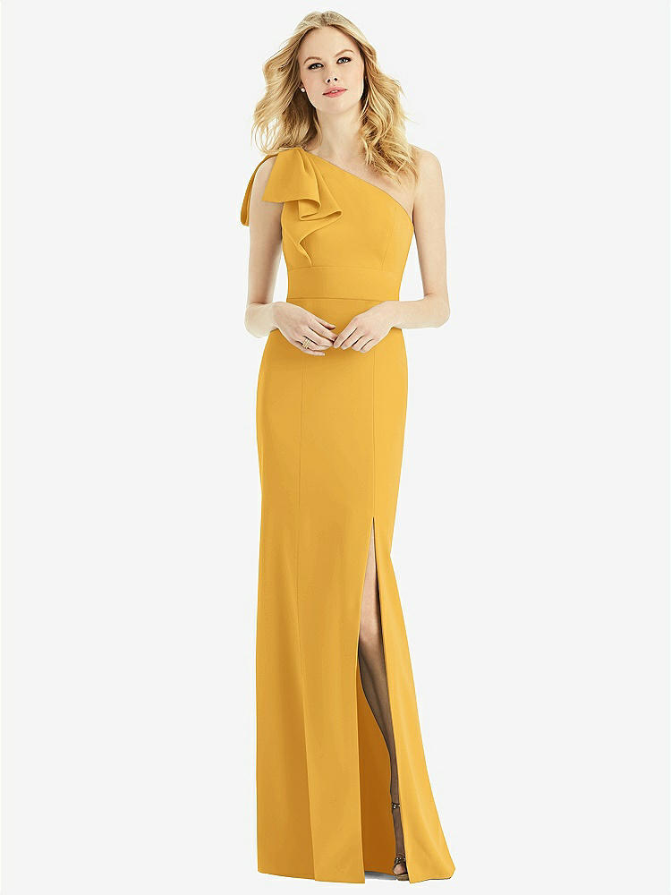 【NEW】【STYLE: 6769】弓 ワンショルダー トランペット ガウン【COLOR: NYC Yellow】【SIZE: 00-30W】
