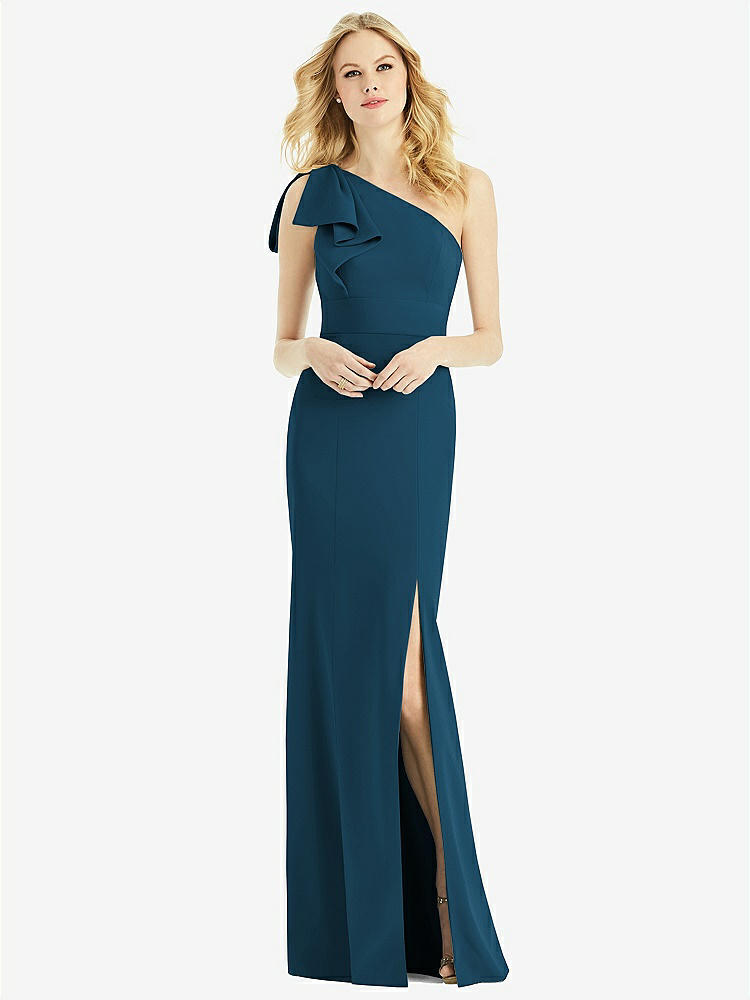 【NEW】【STYLE: 6769】弓 ワンショルダー トランペット ガウン【COLOR: Atlantic Blue】【SIZE: 00-30W】