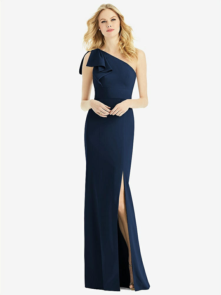 【NEW】【STYLE: 6769】弓 ワンショルダー トランペット ガウン【COLOR: Midnight Navy】【SIZE: 00-30W】