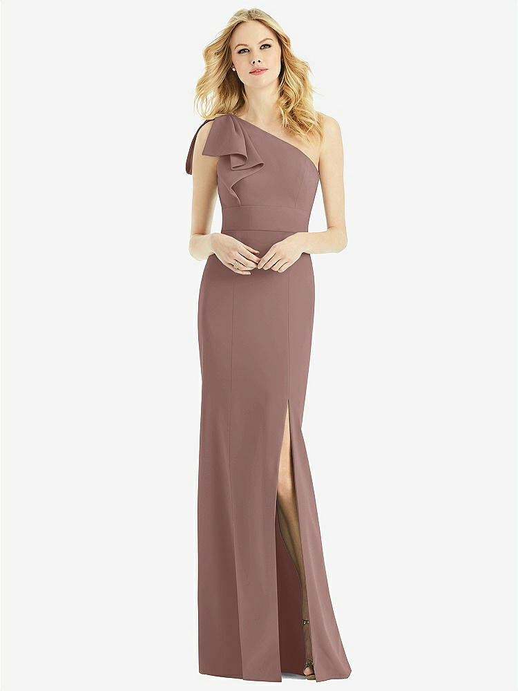 【STYLE: 6769】Bowed One-Shoulder Trumpet Gown【COLOR: Sienna】