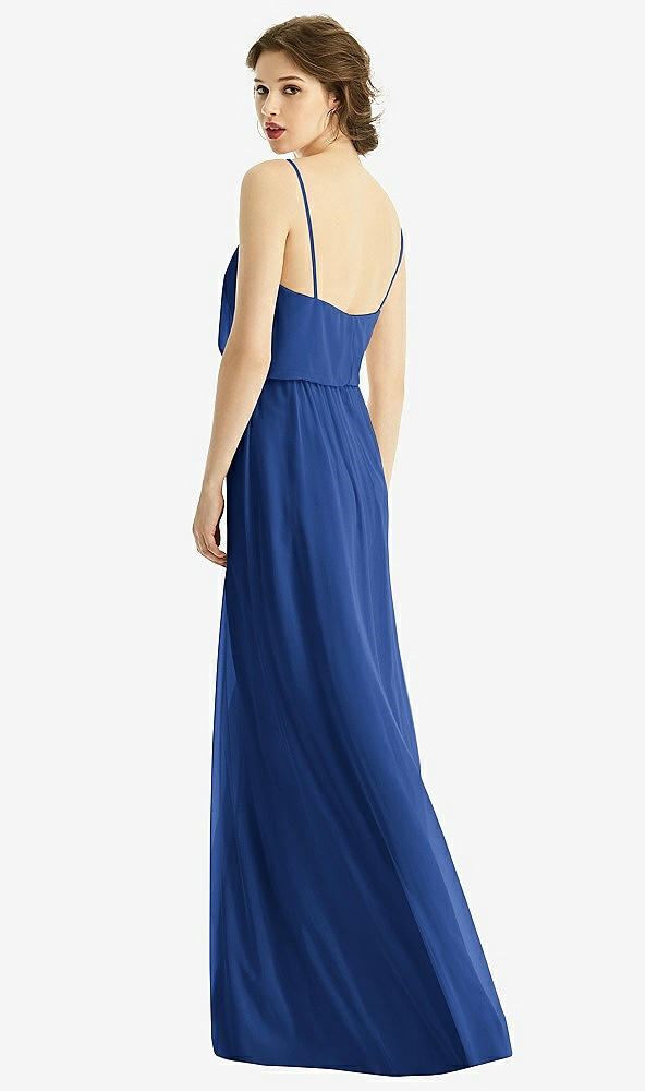 【STYLE: 1505】V-Neck Blouson Bodice Chiffon Maxi Dress【COLOR: Classic Blue】