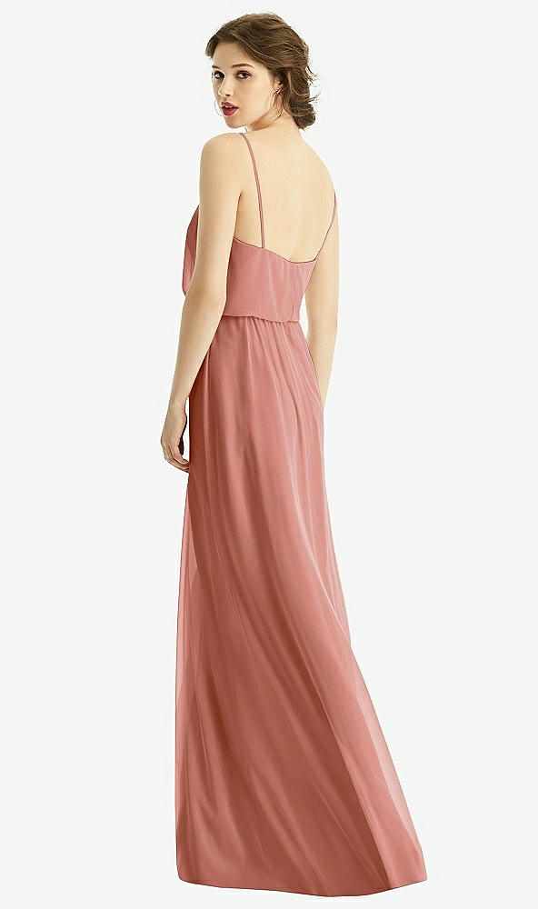 【STYLE: 1505】V-Neck Blouson Bodice Chiffon Maxi Dress【COLOR: Desert Rose】