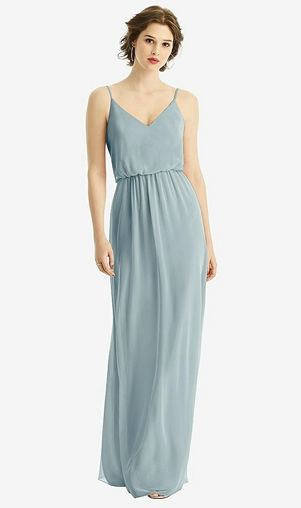 【STYLE: 1505】V-Neck Blouson Bodice Chiffon Maxi Dress【COLOR: Morning Sky】