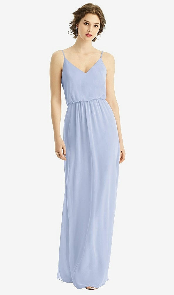 【STYLE: 1505】V-Neck Blouson Bodice Chiffon Maxi Dress【COLOR: Sky Blue】