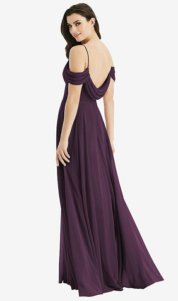 【STYLE: 4525】Off-the-Shoulder Open Cowl-Back Maxi Dress【COLOR: Aubergine】
