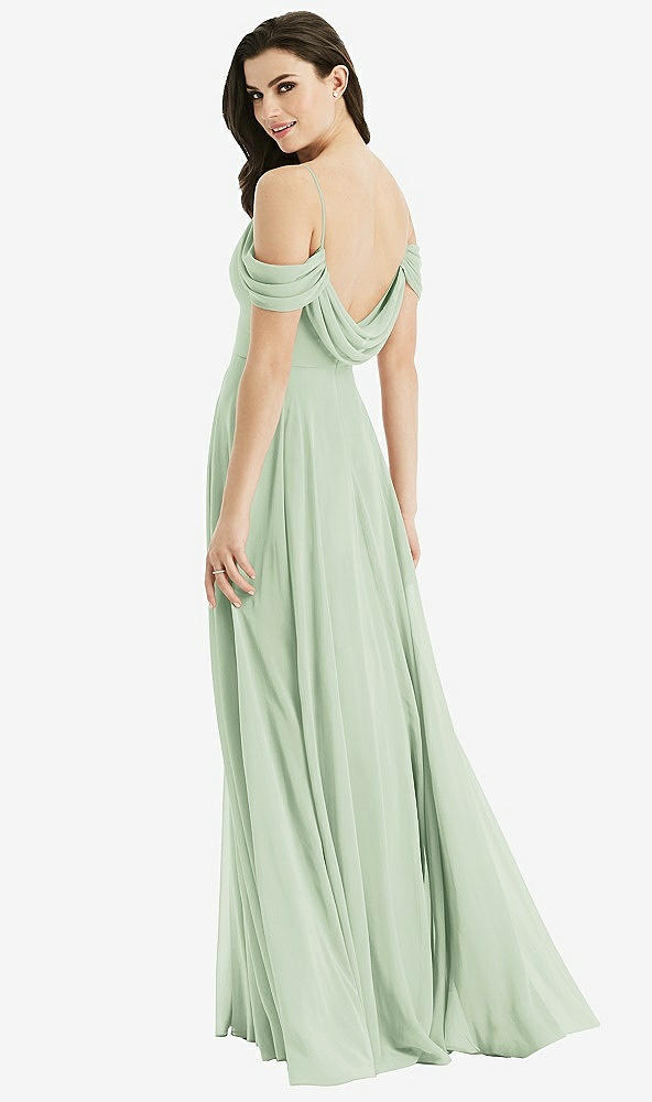 【STYLE: 4525】Off-the-Shoulder Open Cowl-Back Maxi Dress【COLOR: Celadon】