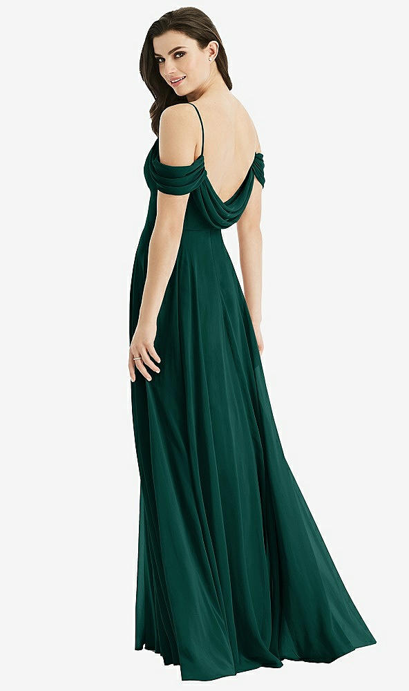 【STYLE: 4525】Off-the-Shoulder Open Cowl-Back Maxi Dress【COLOR: Evergreen】