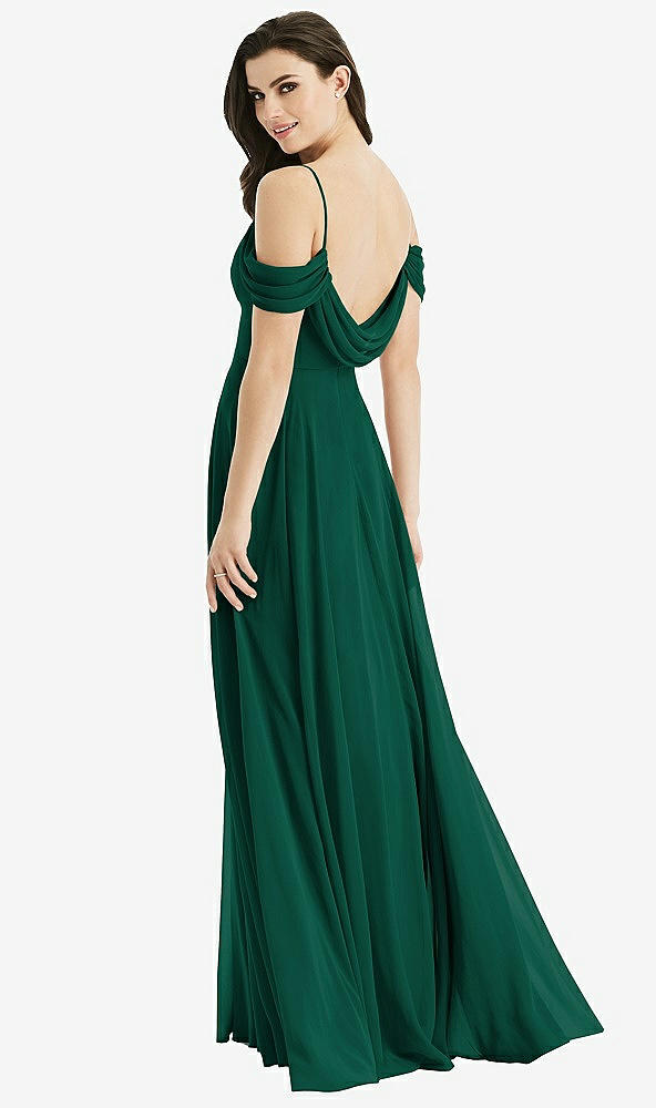 【STYLE: 4525】Off-the-Shoulder Open Cowl-Back Maxi Dress【COLOR: Hunter Green】