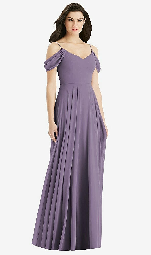 【STYLE: 4525】Off-the-Shoulder Open Cowl-Back Maxi Dress【COLOR: Lavender】