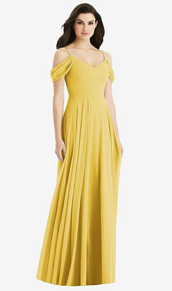 【STYLE: 4525】Off-the-Shoulder Open Cowl-Back Maxi Dress【COLOR: Marigold】