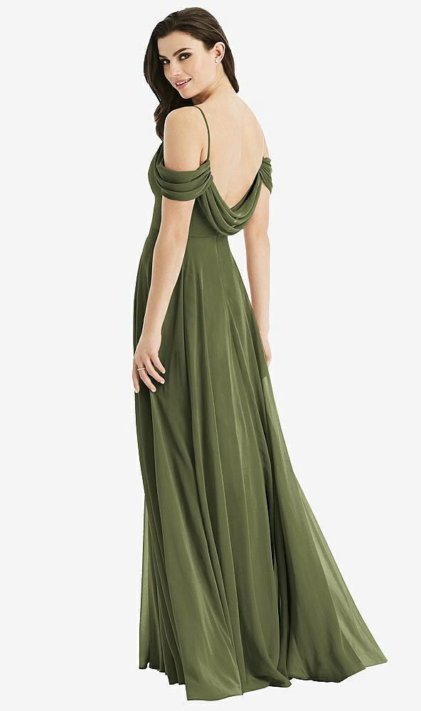 【STYLE: 4525】Off-the-Shoulder Open Cowl-Back Maxi Dress【COLOR: Olive Green】
