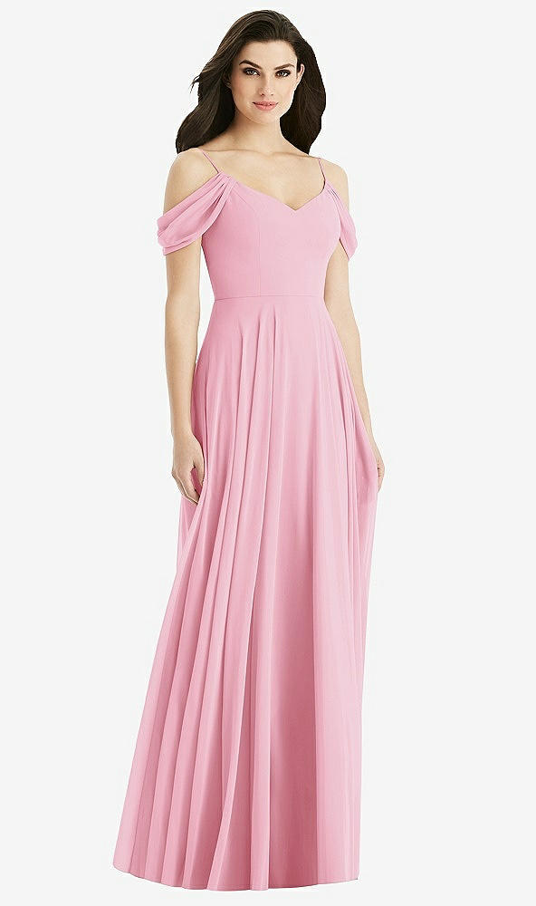 【STYLE: 4525】Off-the-Shoulder Open Cowl-Back Maxi Dress【COLOR: Peony Pink】