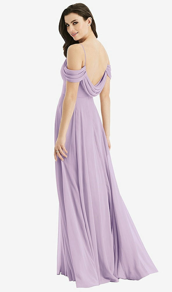 【STYLE: 4525】Off-the-Shoulder Open Cowl-Back Maxi Dress【COLOR: Pale Purple】