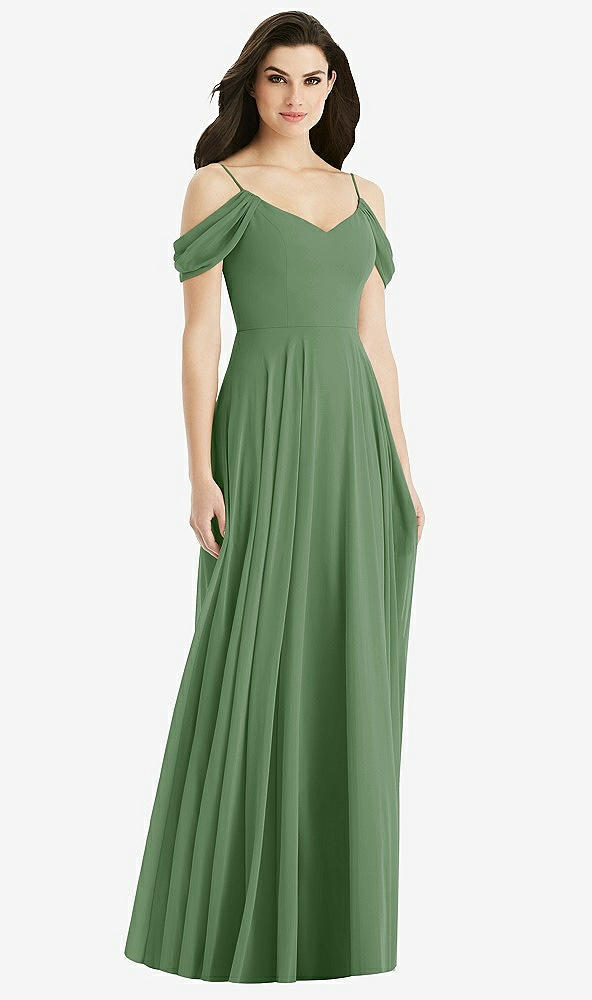 【STYLE: 4525】Off-the-Shoulder Open Cowl-Back Maxi Dress【COLOR: Vineyard Green】