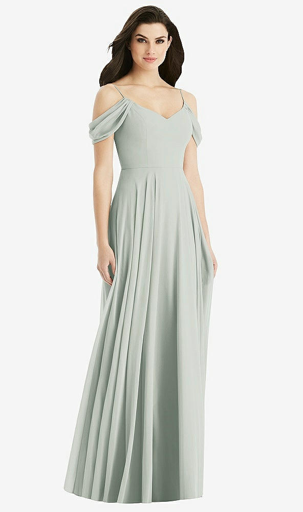 【STYLE: 4525】Off-the-Shoulder Open Cowl-Back Maxi Dress【COLOR: Willow Green】