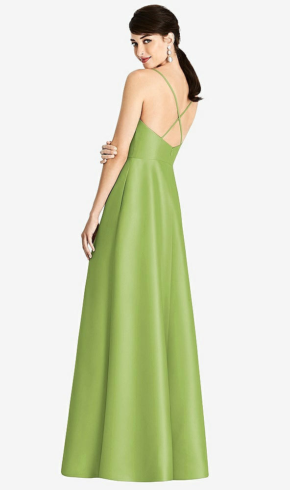 【STYLE: D750】V-Neck Full Skirt Satin Maxi Dress【COLOR: Mojito】
