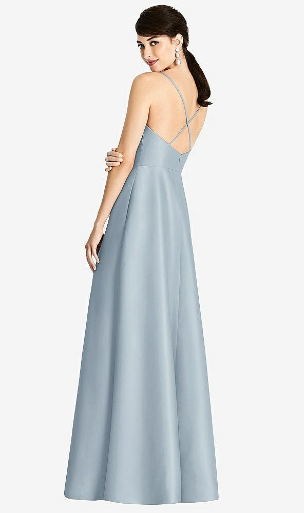 【STYLE: D750】V-Neck Full Skirt Satin Maxi Dress【COLOR: Mist】