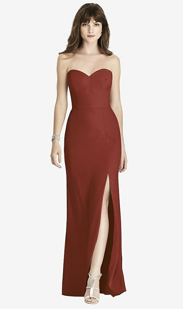 【STYLE: 6775】Strapless Crepe Trumpet Gown with Front Slit【COLOR: Auburn Moon】