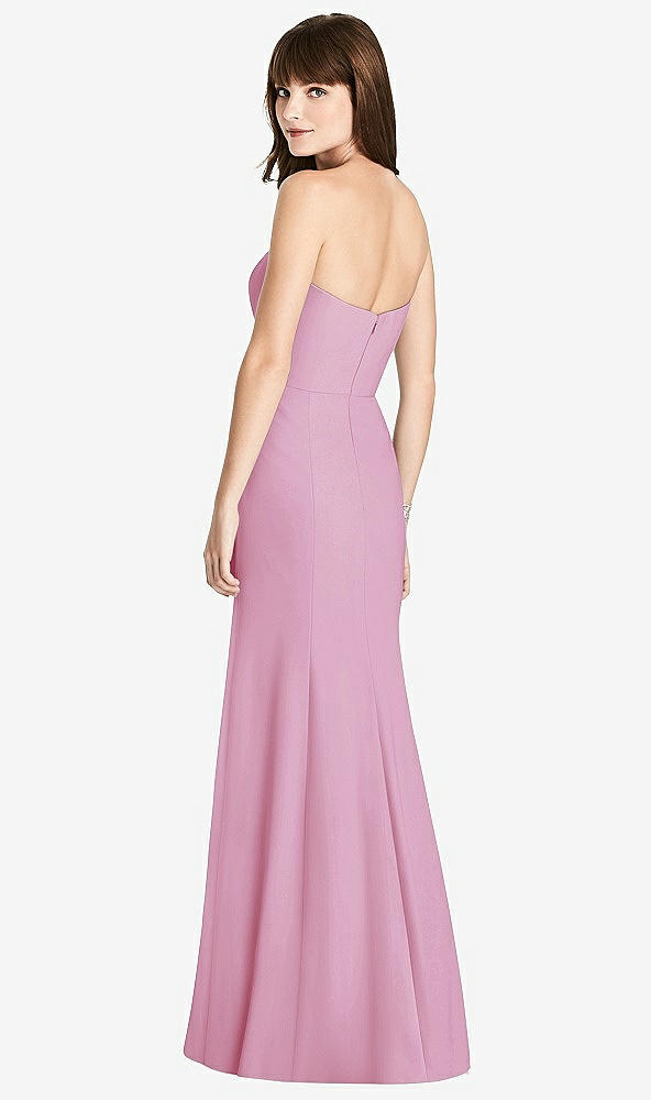 【STYLE: 6775】Strapless Crepe Trumpet Gown with Front Slit【COLOR: Powder Pink】