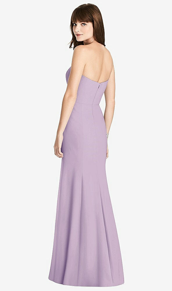 【STYLE: 6775】Strapless Crepe Trumpet Gown with Front Slit【COLOR: Pale Purple】