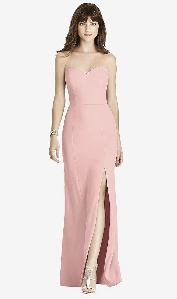 【STYLE: 6775】Strapless Crepe Trumpet Gown with Front Slit【COLOR: Rose - PANTONE Rose Quartz】