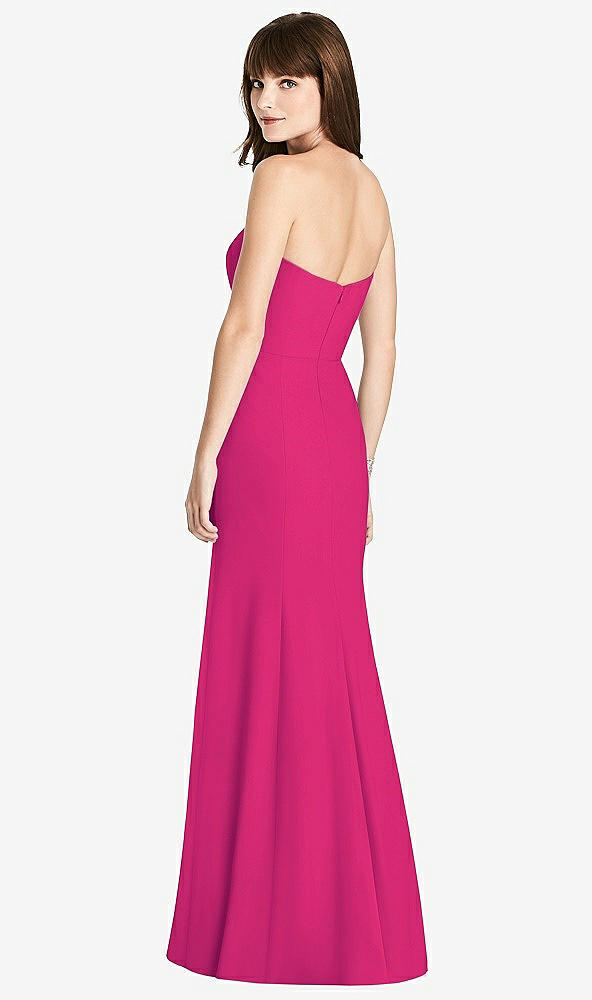 【STYLE: 6775】Strapless Crepe Trumpet Gown with Front Slit【COLOR: Think Pink】