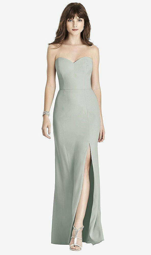 【STYLE: 6775】Strapless Crepe Trumpet Gown with Front Slit【COLOR: Willow Green】