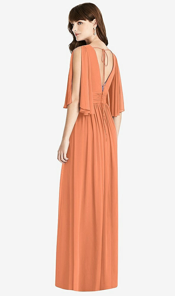 【STYLE: 6777】Split Sleeve Backless Chiffon Maxi Dress【COLOR: Sweet Melon】