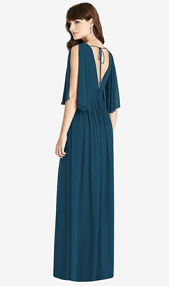 【STYLE: 6777】Split Sleeve Backless Chiffon Maxi Dress【COLOR: Atlantic Blue】