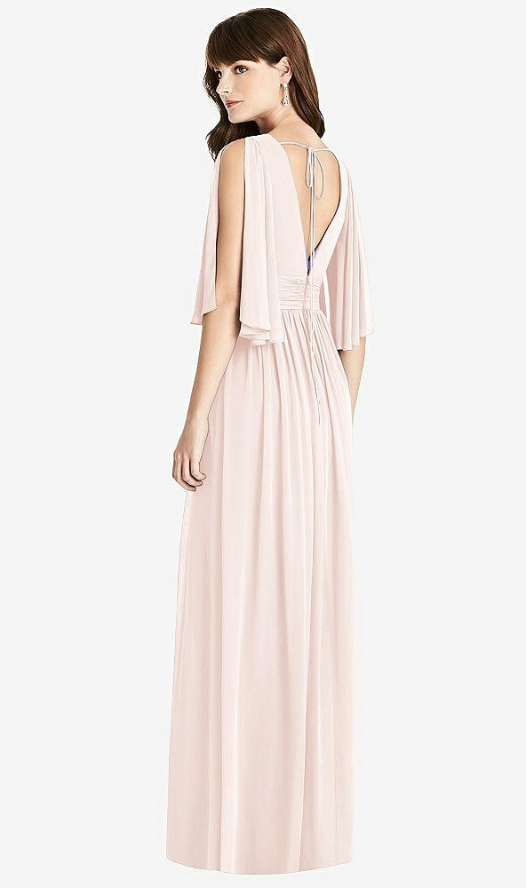 【STYLE: 6777】Split Sleeve Backless Chiffon Maxi Dress【COLOR: Blush】