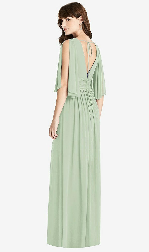 【STYLE: 6777】Split Sleeve Backless Chiffon Maxi Dress【COLOR: Celadon】