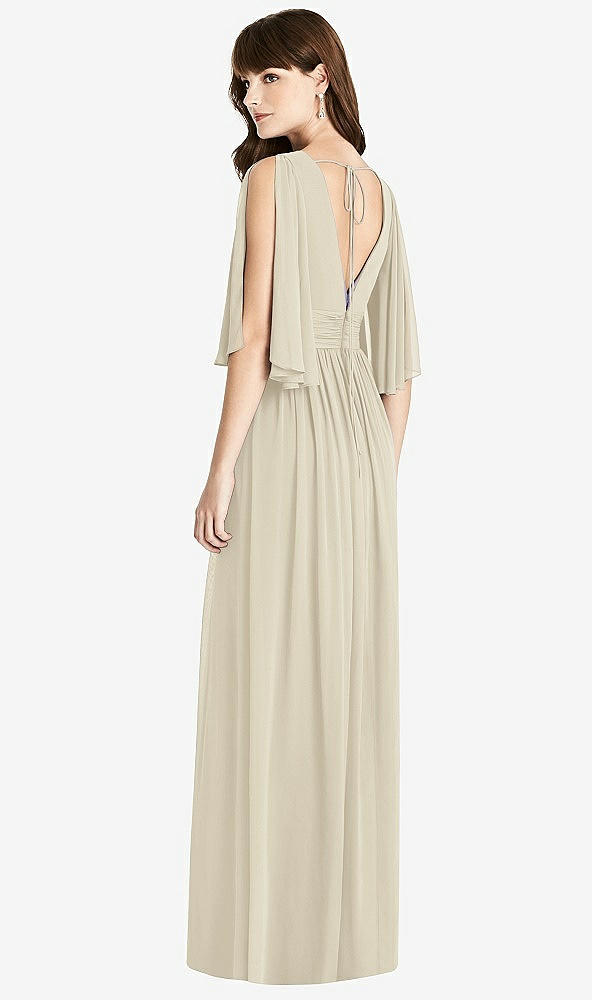 【STYLE: 6777】Split Sleeve Backless Chiffon Maxi Dress【COLOR: Champagne】
