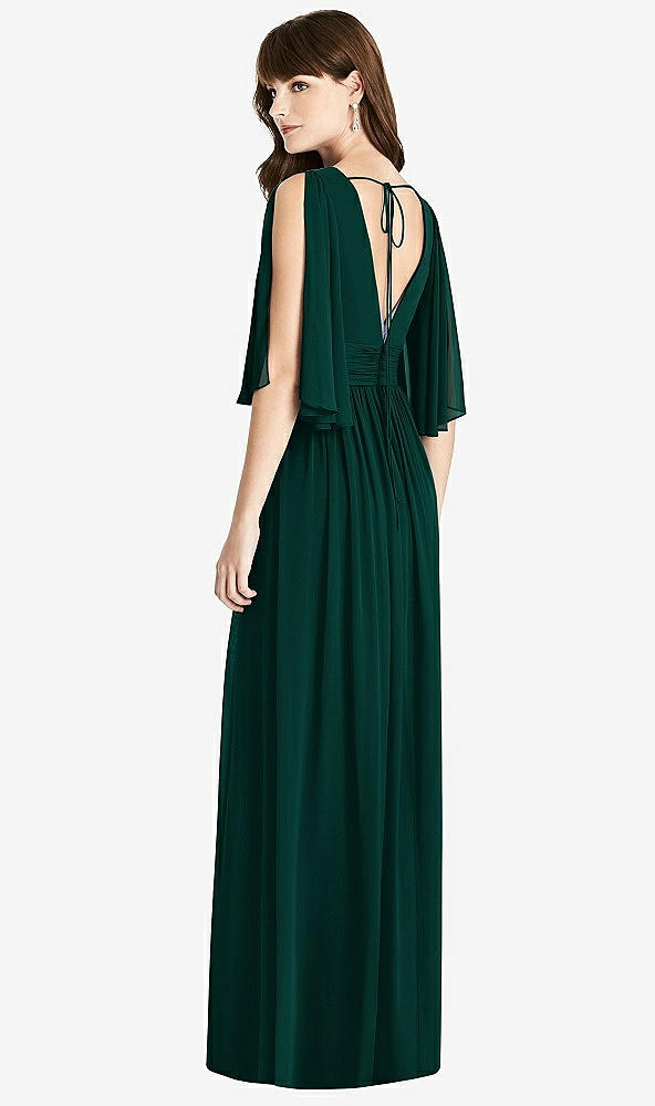 【STYLE: 6777】Split Sleeve Backless Chiffon Maxi Dress【COLOR: Evergreen】